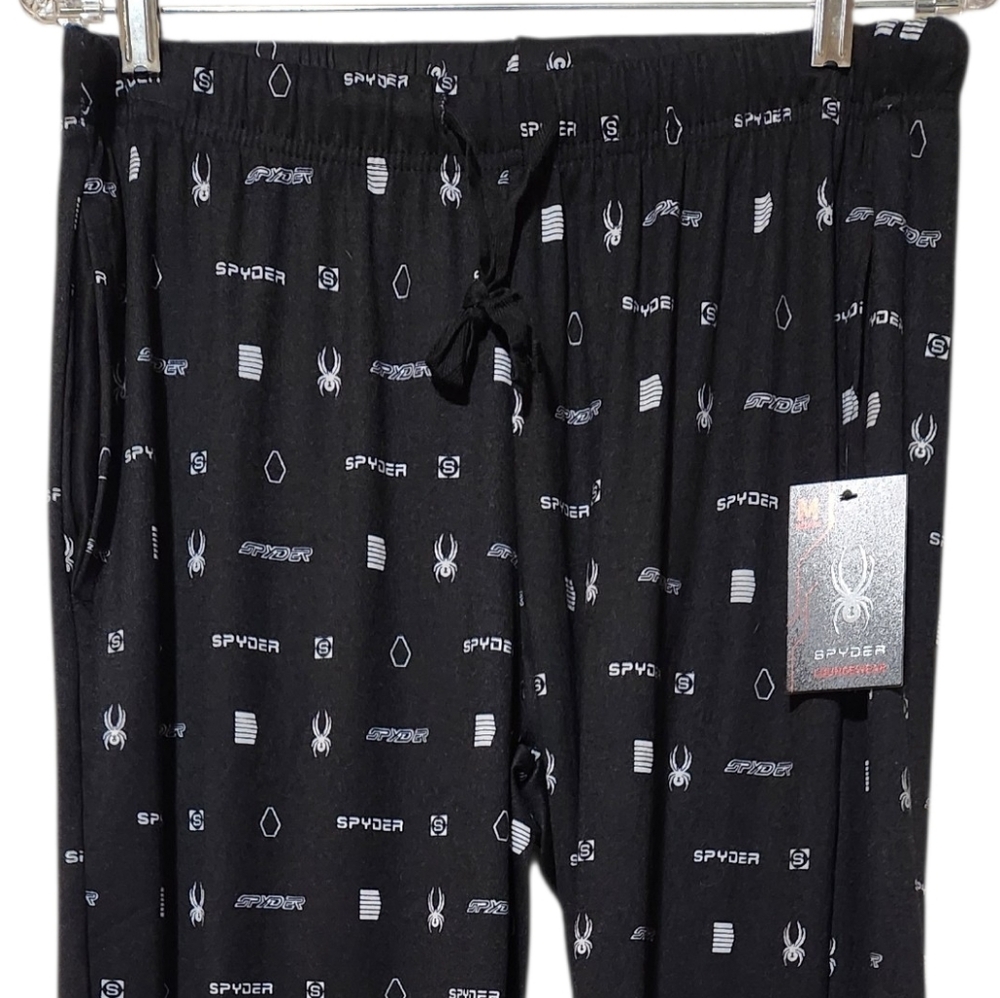 NWT Spyder Black Graphic Men's Jogger Loungewear Pants Size Medium - Picture 2 of 8